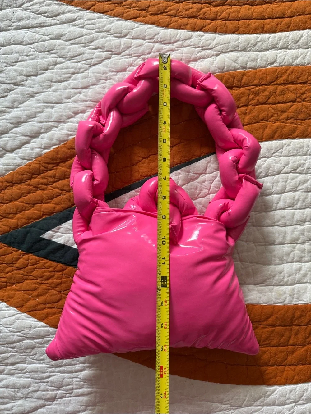 Hot Pink Puffy Chain Link Shoulder Bag